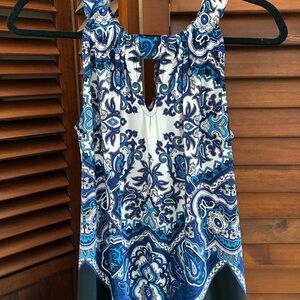 INC International Concepts Blue and White Cut Out Tank Top
